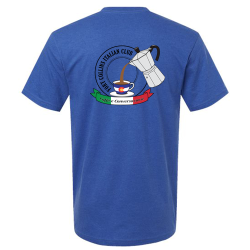 60/40 Cotton/Poly CVC T-shirts -- Men’s styling -- Heather Royal Blue