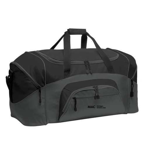Port Authority Standard Colorblock Sport Duffel -- Black / Dark Charcoal