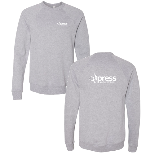 Cypress Mountain Logo 2 White Ink -- Crewneck Sweatshirt Athletic Heather