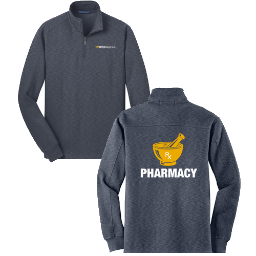 Screen Printed Port Authority Slub Fleece Quarter Zip Pullover -- Slate Grey
