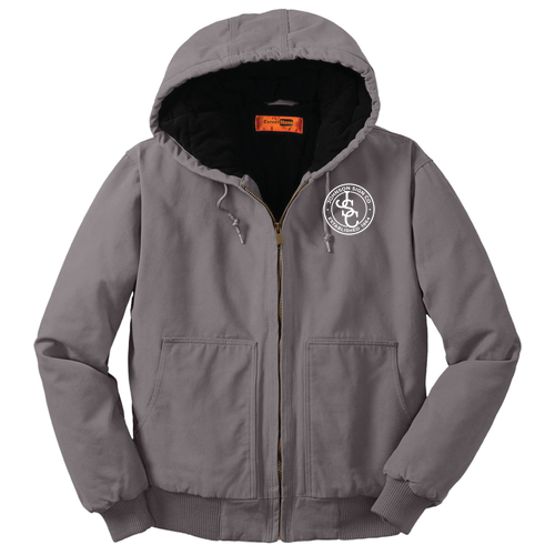Cornerstone Washed Duck Cloth Insulated Hooded Work Jacket -- Metal Grey EMBROIDERED