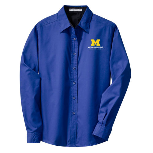 Ladies Port Authority Easy Care Long Sleeve Shirt -- Royal / Classic Navy
