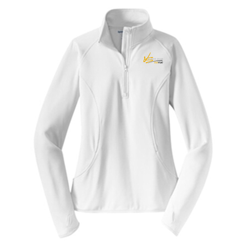 Ladies White PosiCharge Quarter Zip Pullover
