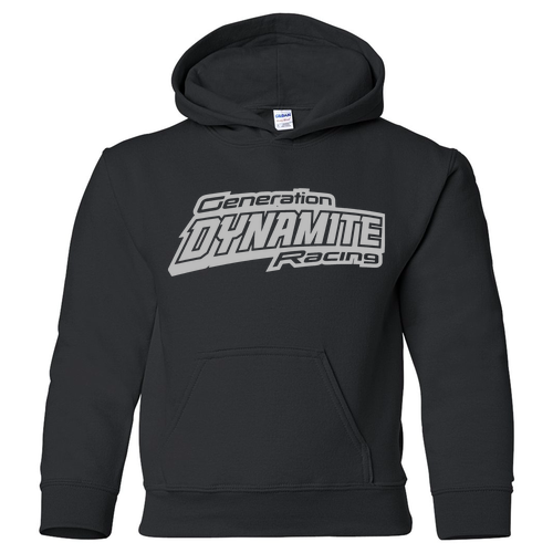 Gildan Heavy Blend Youth Grey Dynamite Hooded Sweatshirt -- Black