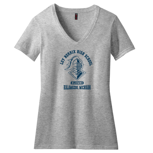 District Made Ladies Perfect Blend V-Neck Tee -- Light Heather Grey