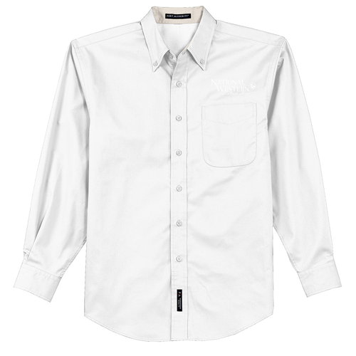 Port Authority Mens Easy Care Long Sleeve Shirt -- White / Light Stone