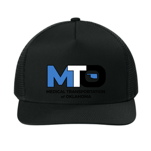 Sport-Tek Stretch-Tek 5-Panel Trucker Cap -- Black / Black