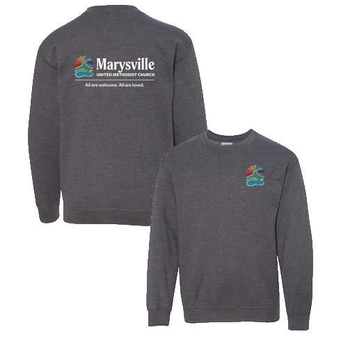 Gildan Heavy Blend Youth Crew Neck Sweatshirt Front & Back -- Dark Heather