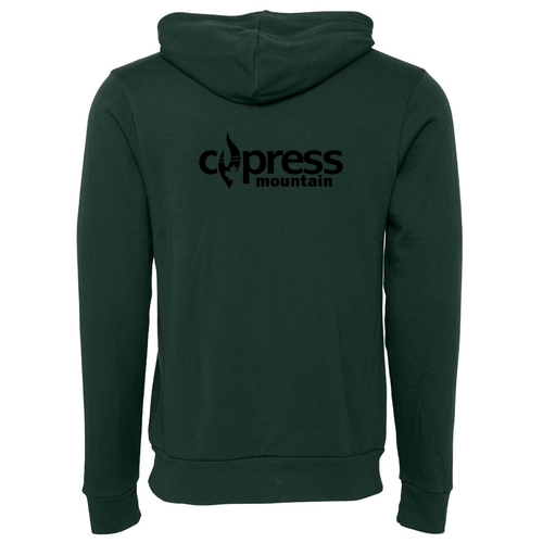 Cypress Mountain Logo 2 Black Ink -- Pullover Hooded Sweatshirt Forest