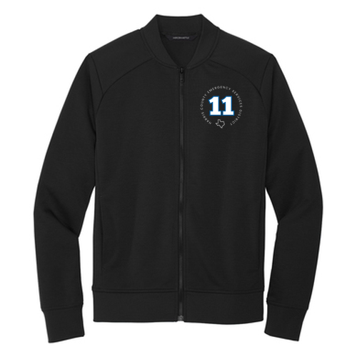 Embroidered Mercer+Mettle Double-Knit Bomber -- Deep Black