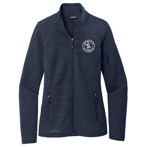 Ladies Eddie Bauer Sweater Fleece Full-Zip -- River Blue Navy Heather EMBROIDERED