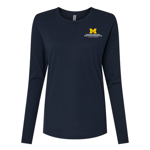 Ladies Next Level Cotton Relaxed Long Sleeve T-Shirt -- Midnight Navy, Stacked Logo
