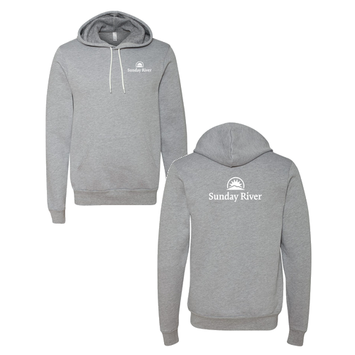 Sunday River Logo 2 White Ink -- Pullover Hooded Sweatshirt Athletic Heather