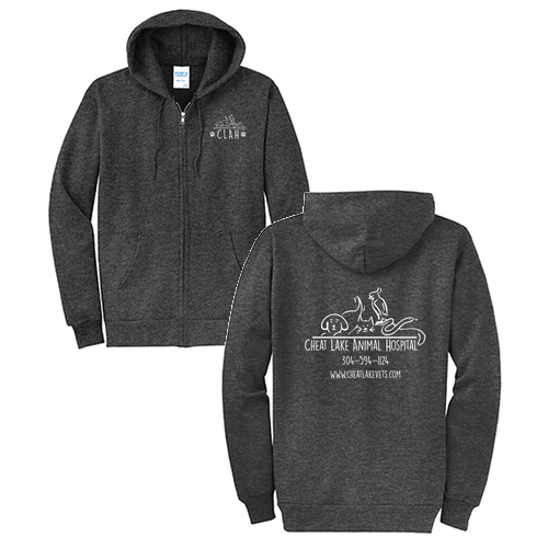 Port and Company Classic Full Zip Hooded Sweatshirt -- Dark Heather Grey