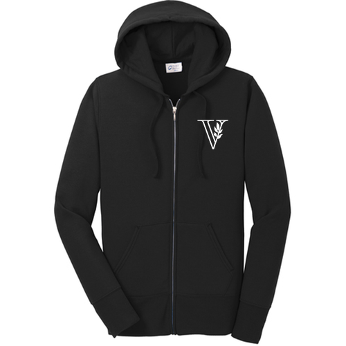 Valenti Port and Company Ladies Core Fleece Full Zip Hooded Sweatshirt -- Jet Black