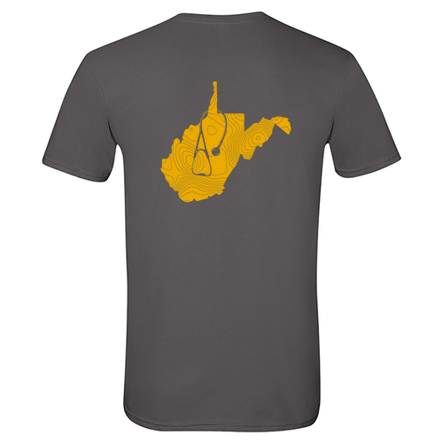 Topographic Map Gildan SoftStyle T-Shirt -- Charcoal