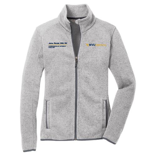 Embroidered Port Authority Ladies Sweater Fleece Jacket -- Grey Heather