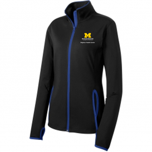 Ladies Sport-Tek Sport Wick Stretch Contrast Full Zip Jacket -- Black / True Royal