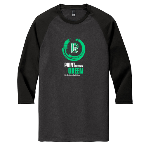 District Made Mens Perfect Tri Raglan -- Black Frost / Black