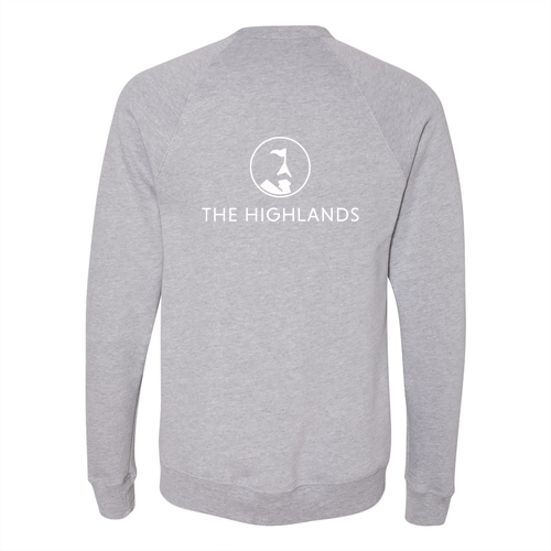 The Highlands Logo 2 White Ink -- Raglan Sweatshirt Athletic Heather