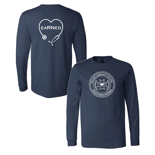 "Earned" Bella+Canvas Unisex Heather Cvc Long Sleeve Tee- Heathers -- Heather Navy