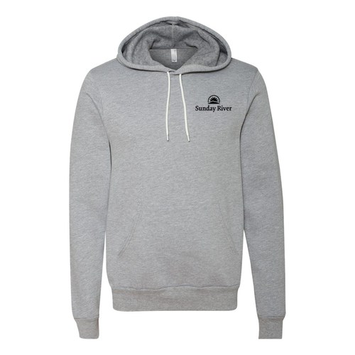 Sunday River Logo 2 Black Ink -- Pullover Hooded Sweatshirt Athletic Heather