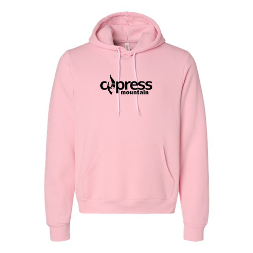 Cypress Mountain Logo 1 Black Ink -- Pullover Hooded Sweatshirt Pink