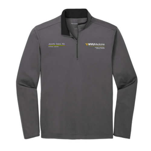 Port Authority Silk Touch Performance 1 / 4-Zip -- Steel Grey / Black