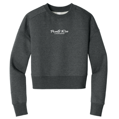 Women's Embroidered Text Cropped Crewneck Sweatshirt -- Heathered Charcoal