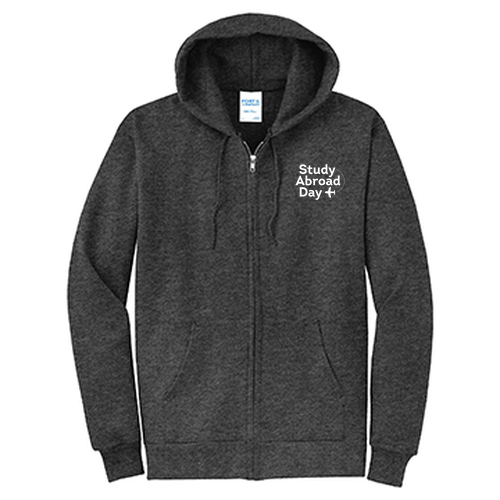 Port and Company Classic Full Zip Hooded Sweatshirt -- Dark Heather Grey