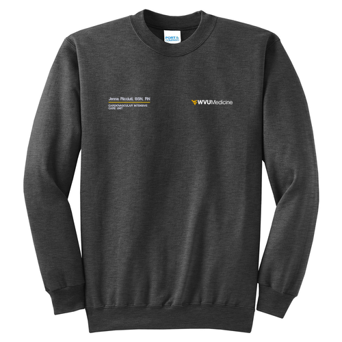 Embroidered Port and Company Classic Crewneck Sweatshirt -- Dark Heather Grey