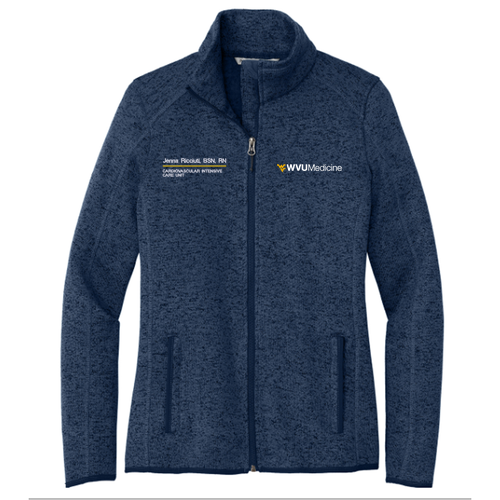 Port Authority Ladies Sweater Fleece Jacket -- River Blue Navy Heather