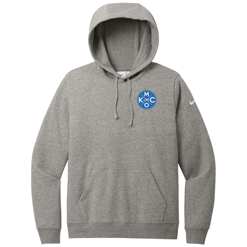 KCMO Nike Ladies Club Fleece Sleeve Swoosh Pullover Hoodie -- Dark Grey Heather