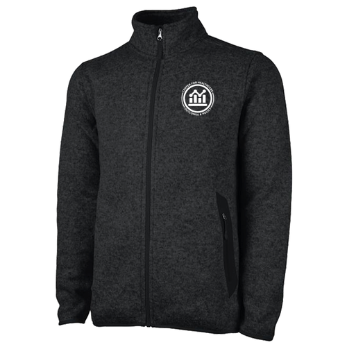 Charles River Mens Heathered Fleece Jacket -- Black Heather White Logo