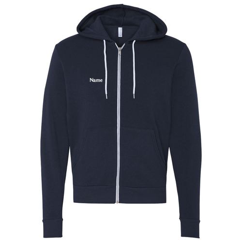Mens/Unisex Bella Canvas Soft Full-Zip Hooded Sweatshirt -- Navy