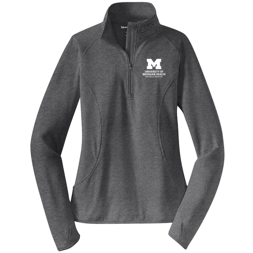 Ladies Sport Tek Sport Wick Stretch Half Zip Pullover -- Charcoal Grey
