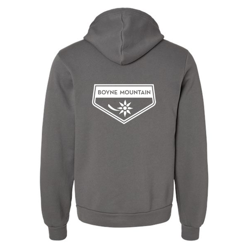 Boyne Mountain Logo 2 White Ink -- Pullover Hooded Sweatshirt Asphalt