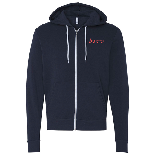 Coral Print Bella Canvas Unisex Full-Zip Hooded Sweatshirt -- Navy