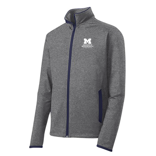 Sport Tek Sport Wick Stretch Contrast Full Zip Jacket -- Charcoal Grey Heather / True Navy