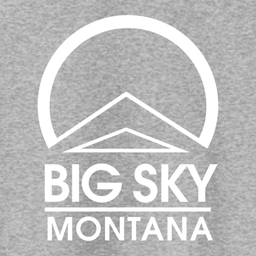 Big Sky Montana Logo 2 White Ink -- Pullover Hooded Sweatshirt Athletic Heather
