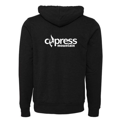 Cypress Mountain Logo 2 White Ink -- Pullover Hooded Sweatshirt Black