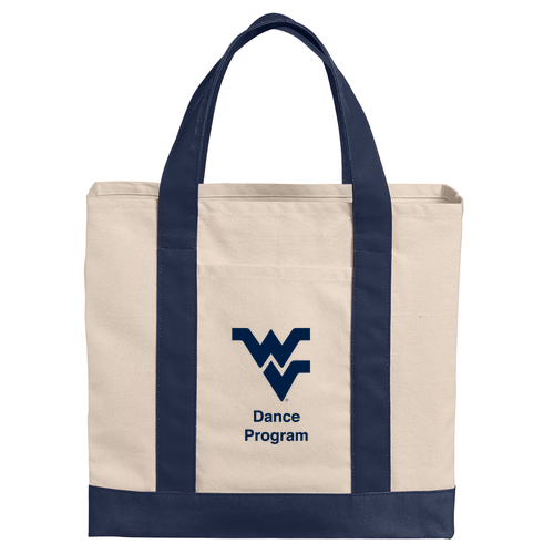 Port Authority Cotton Canvas Two-Tone Tote -- Natural / River Blue Navy