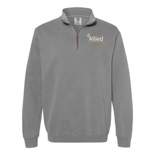Embroidered Comfort Colors Adult Quarter Zip Sweatshirt -- Grey