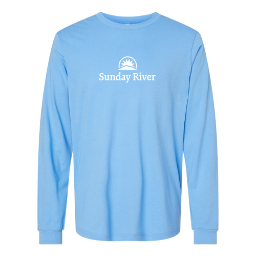 Sunday River Logo 1 White Ink --Long Sleeve Carolina Blue