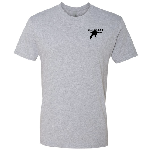 Loon Logo 2 Black Ink -- Short Sleeve Heather Grey