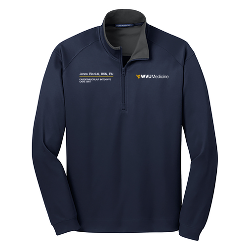 Port Authority Vertical Texture Quarter Zip Pullover -- True Navy / Iron Grey