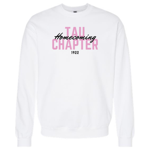 Tau Chapter Homecoming 2026 -- White Softstyle Crewnecks