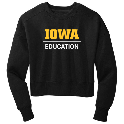 District Women's Perfect Weight Fleece Cropped Crew -- Jet Black