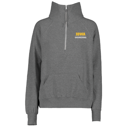 Enza Ladies Boxy Half Zip Fleece -- Dark Heather