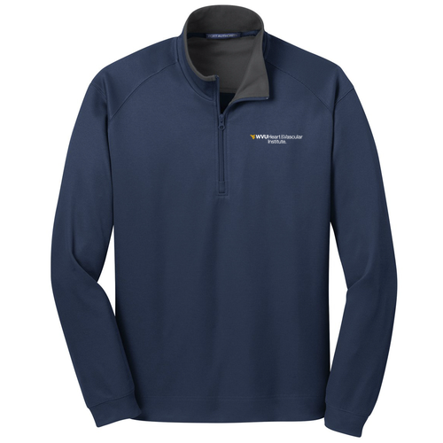 Port Authority Vertical Texture Quarter Zip Pullover -- True Navy / Iron Grey